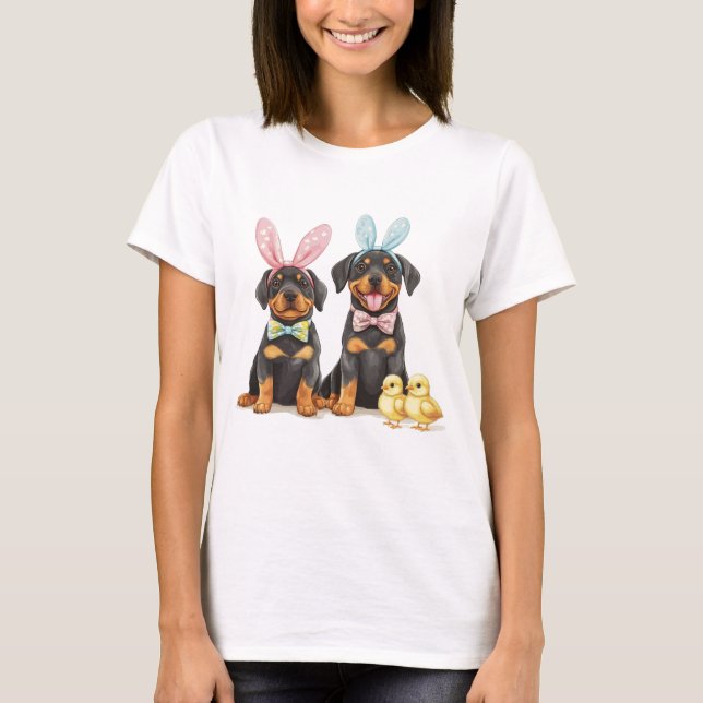 Osterrottweiler Hunde Sonnige Ohren T-Shirt (Vorderseite)