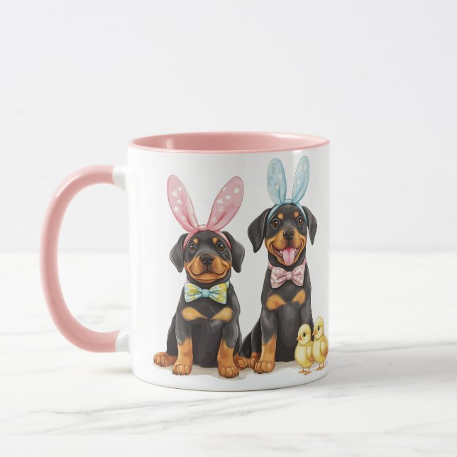 Osterrottweiler Hunde Sonnige Ohren Tasse (Links)