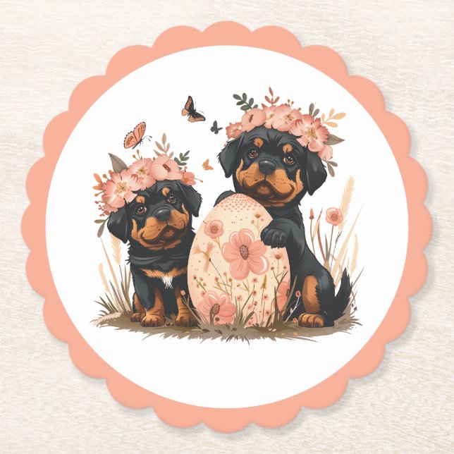 Osterrottweiler-Hunde Untersetzer (Vorderseite)