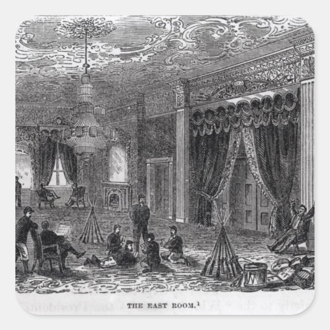 Ostersaal des Weißen Hauses Während des Zivilen Quadratischer Aufkleber (Vorderseite)