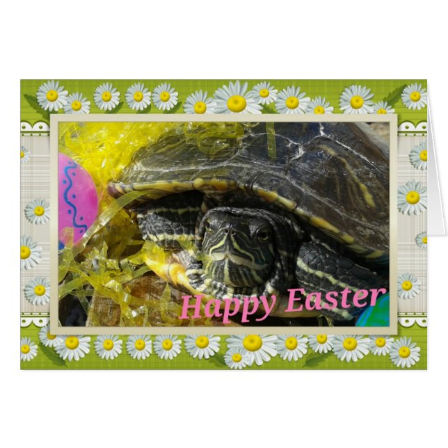 Osterschildkröte Blume Border Digital Art (Vorderseite (Horizontal))