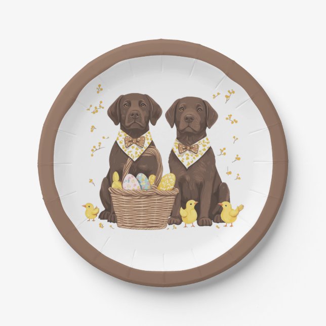 Osterschokoladenhunde Retriever Pappteller (Vorderseite)