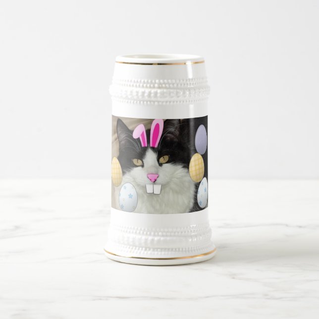 Osterschwarz-weiße Katze Bierglas (Mittel)