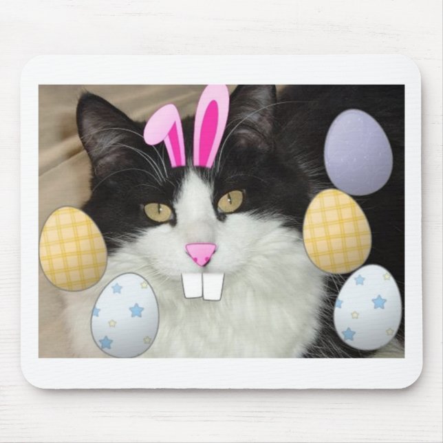 Osterschwarz-weiße Katze Mousepad (Vorne)