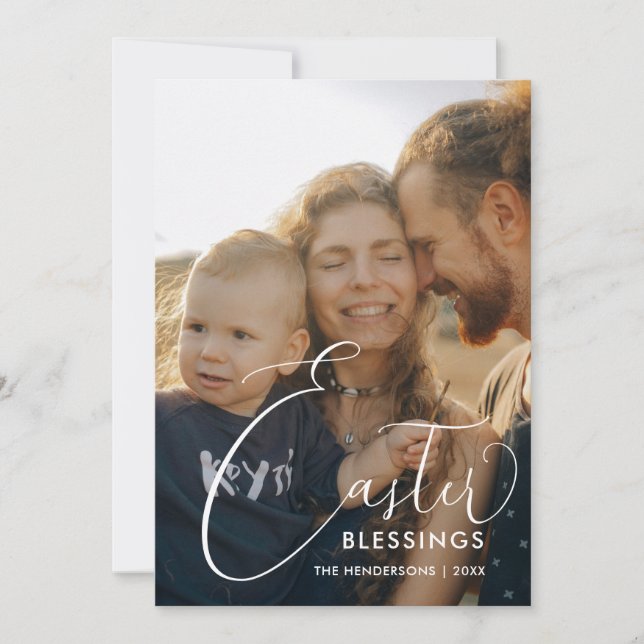 Ostersegmente Elegantes Script-Foto Feiertagskarte (Vorderseite)