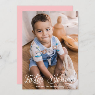 Ostersegnung Baby Girl Family Pink Foto Feiertagskarte