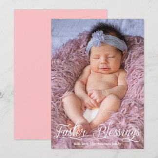 Ostersegnung Baby Girl Family Pink Foto Feiertagskarte