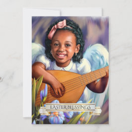 Ostersegnung. Kleiner Engel mit Lute Flat Card Feiertagskarte