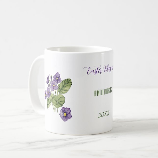 Ostersegnung lila violette Tasse (Vorderseite Links)