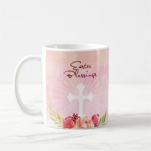 Ostersegnung Rosa Blume mit Kreuz Kaffeetasse