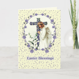 Ostersegnung. Vintages Gebet Angel Religiös Feiertagskarte