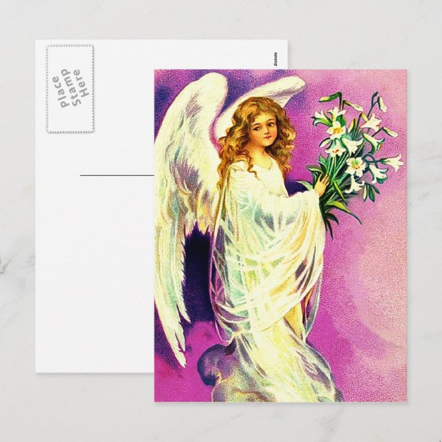Ostersegnung. Vintages Gebet Angel Religiös Feiertagspostkarte (Vorne/Hinten)