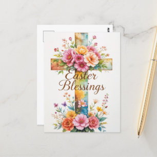 Ostersegnung zwischen Kreuz und Flora Postkarte
