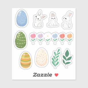 OsterSet, Bunnies, Eier, Blume Aufkleber