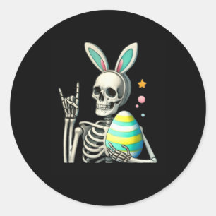 Osterskelett Bunny Rock Hand Rocker Jungs Kinder m Runder Aufkleber