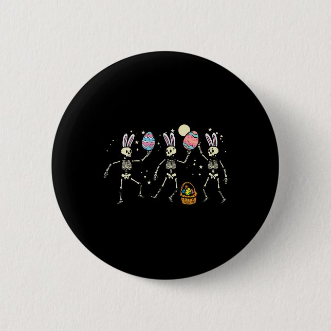 Osterskelette tanzen Eier Funny Bones Men Wome Button (Vorderseite)