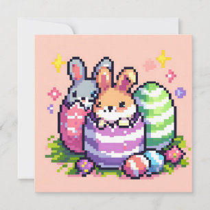 Ostersonne 8 Bit Pixelart Einladung