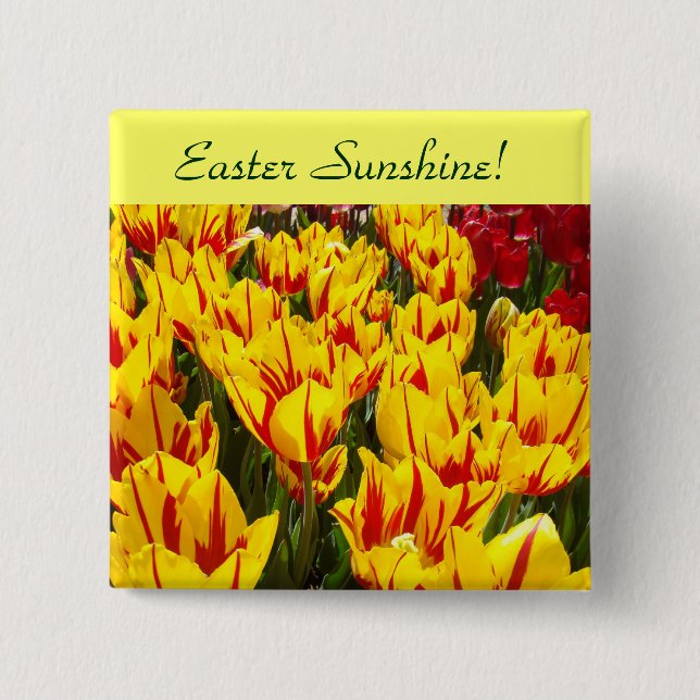 Ostersonne! Knöpfe Gelbe Tulpen Blume Button (Vorderseite)