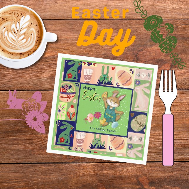 Ostersonne, kundenspezifisch farbig serviette (Easter Bunny Custom Colorful Napkins)