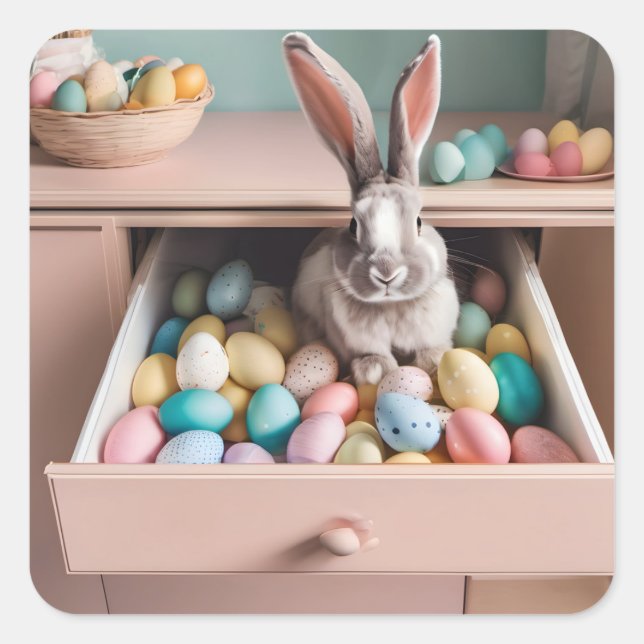 Ostersonne Überraschung Quadratischer Aufkleber (Vorderseite)