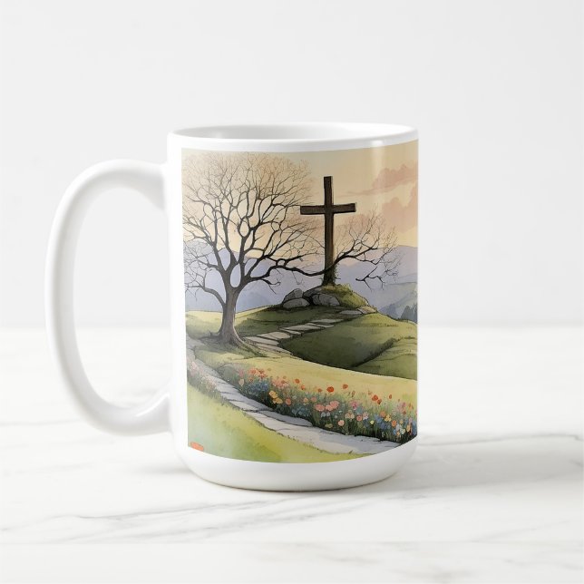 Ostersonnenaufgang-Kunstillustration Kaffeetasse (Links)