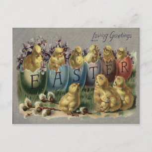 Ostersonnenkörbe: farbiges Ei Sonnenblumenfeld Feiertagspostkarte