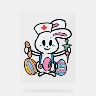 Ostersonnenkranke Stethoskop Niedlich Rabbit Scrub Acrylschild
