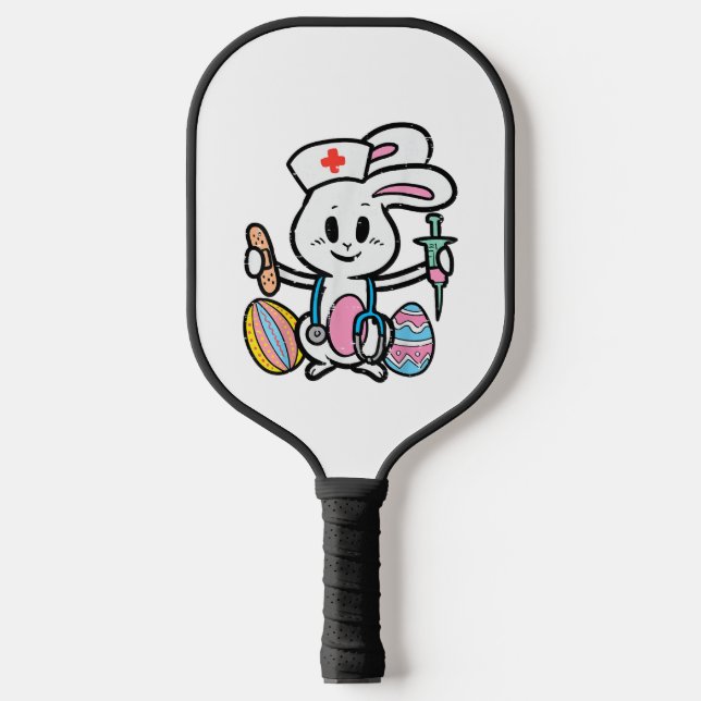 Ostersonnenkranke Stethoskop Niedlich Rabbit Scrub Pickleball Schläger (Vorderseite)