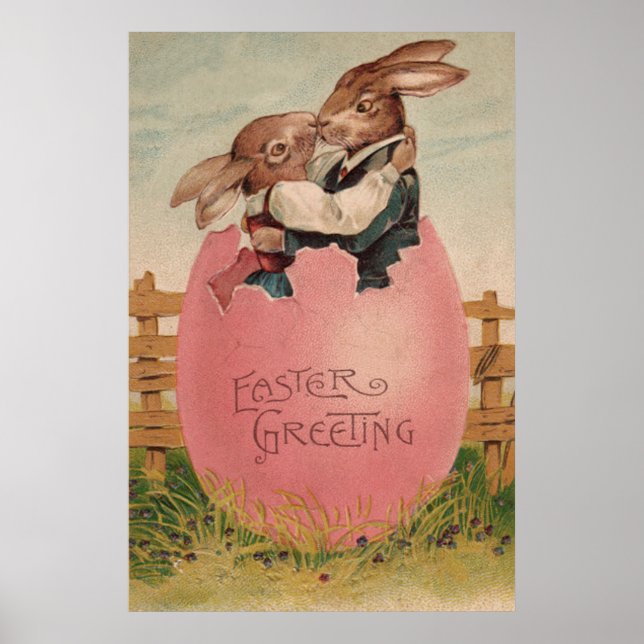 Ostersonnenkuchen Kissing Painted Colored Egg Poster (Vorne)