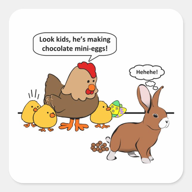 Ostersonnenschokolade Spaß Quadratischer Aufkleber (Vorderseite)
