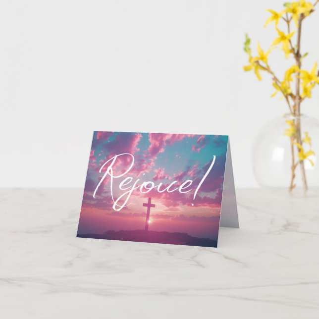 Ostersonnenszene mit Cross-Silhouette Karte (Gelbe Blume)