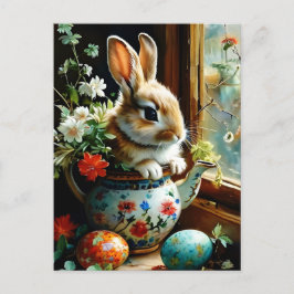 Ostersonnig mit gemalten Eier-Blumenblättern Postkarte