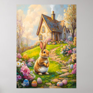 Ostersonnige Blume Hütte Garten Poster