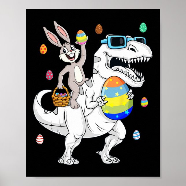 Ostersonnige Fahrt T Rex Dinosaur Fun Eggs Boys G Poster (Vorne)