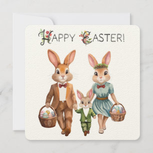 Ostersonnige Familie Jagd Eier - Aquarell Karte