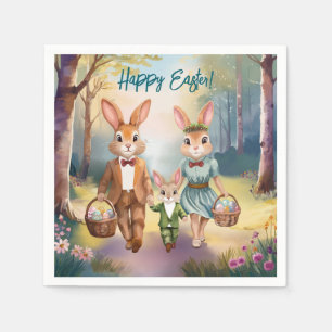 Ostersonnige Familie Jagd Eier - Aquarell Serviette