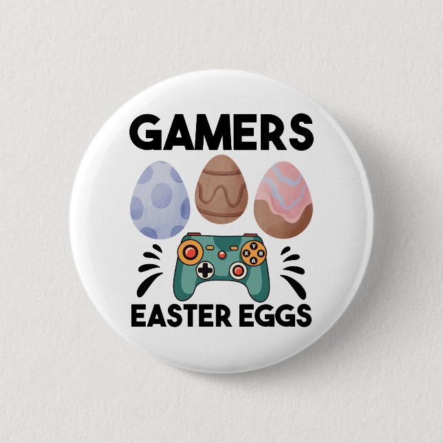 Ostersonnige Gamer Gaming Boy Liebe Ostereier Button (Vorderseite)