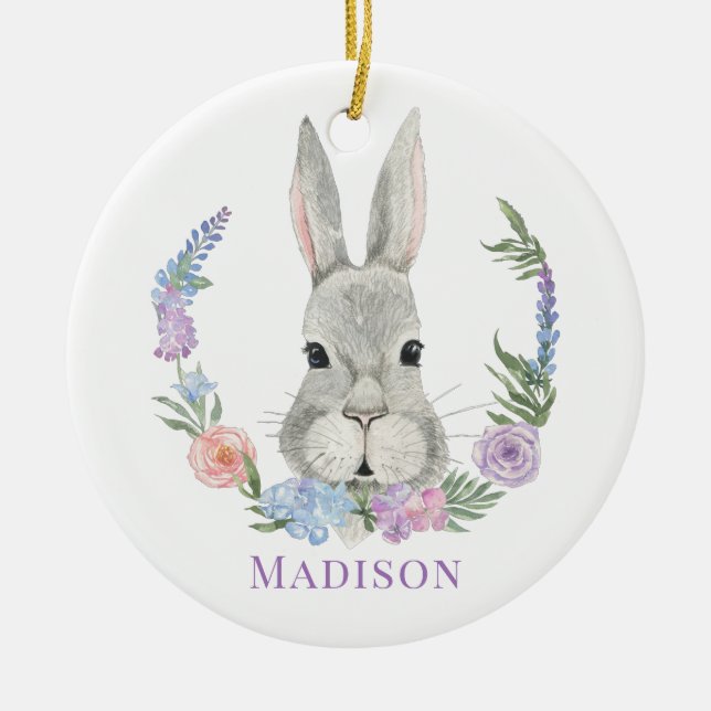 Ostersonnige Kaninchen Farbe Personalisiert Keramik Ornament (Vorne)