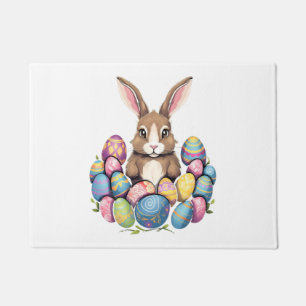 Ostersonnige Kaninchen farbenfrohe Eier Ostereier Fußmatte