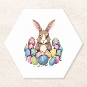 Ostersonnige Kaninchen farbenfrohe Eier Ostereier Untersetzer