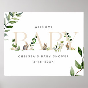 Ostersonnige Kaninchen-Neutral-Baby-Dusche Willkom Poster