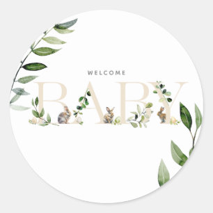 Ostersonnige Kanincheneier Eukalyptus-neutrales Ba Runder Aufkleber