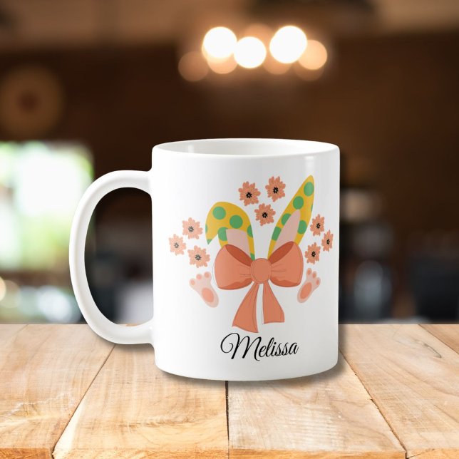 Ostersonnige Ohren mit Bogen und individuelle Name Kaffeetasse (Von Creator hochgeladen)