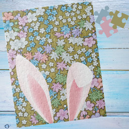 Ostersonnige Ohren mit farbenprächtigem Blumenhint Puzzle