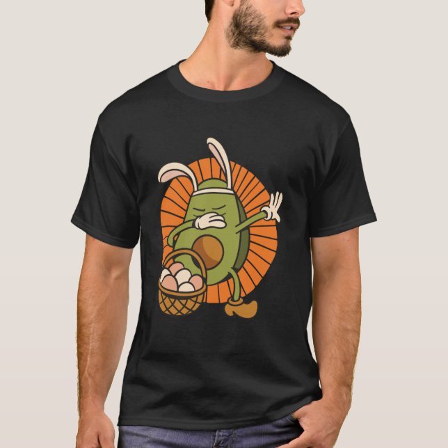 Ostersonniger Avocado mit Kaninchenohren und Korb  T-Shirt (Vorderseite)