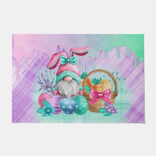 Ostersonniger Gnome mit Korbeiern Fußmatte (Vorderseite)