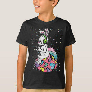 Ostersonniger Kaninchenvideospieler mit Kontrolle T-Shirt