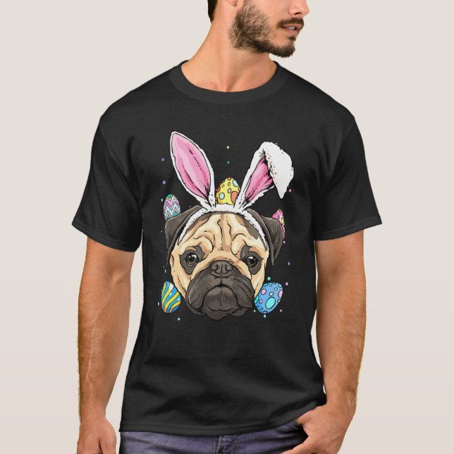 Ostersonniger Mops Hund Kinder Männer Frauen T-Shirt (Vorderseite)