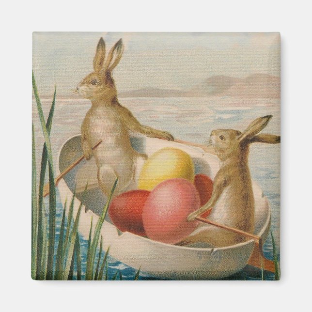 Ostersonniges Kaninchen farbiges Ei-Boot Magnet (Vorne)