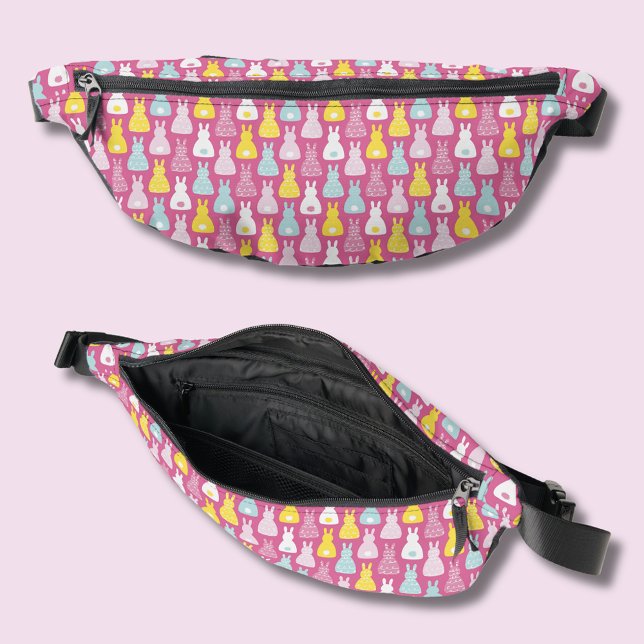 Ostersonniges Kaninchenmuster Bauchtasche (Cute pink bunny fanny pack)